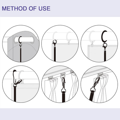 TOOFN drapery pull included hooks illustrate versatile curtain compatibility.