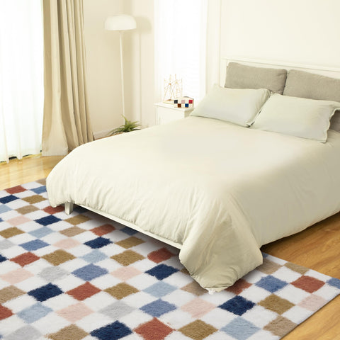 TOOHUB fluffy shaggy rug in a bedroom and living room setup for warmth