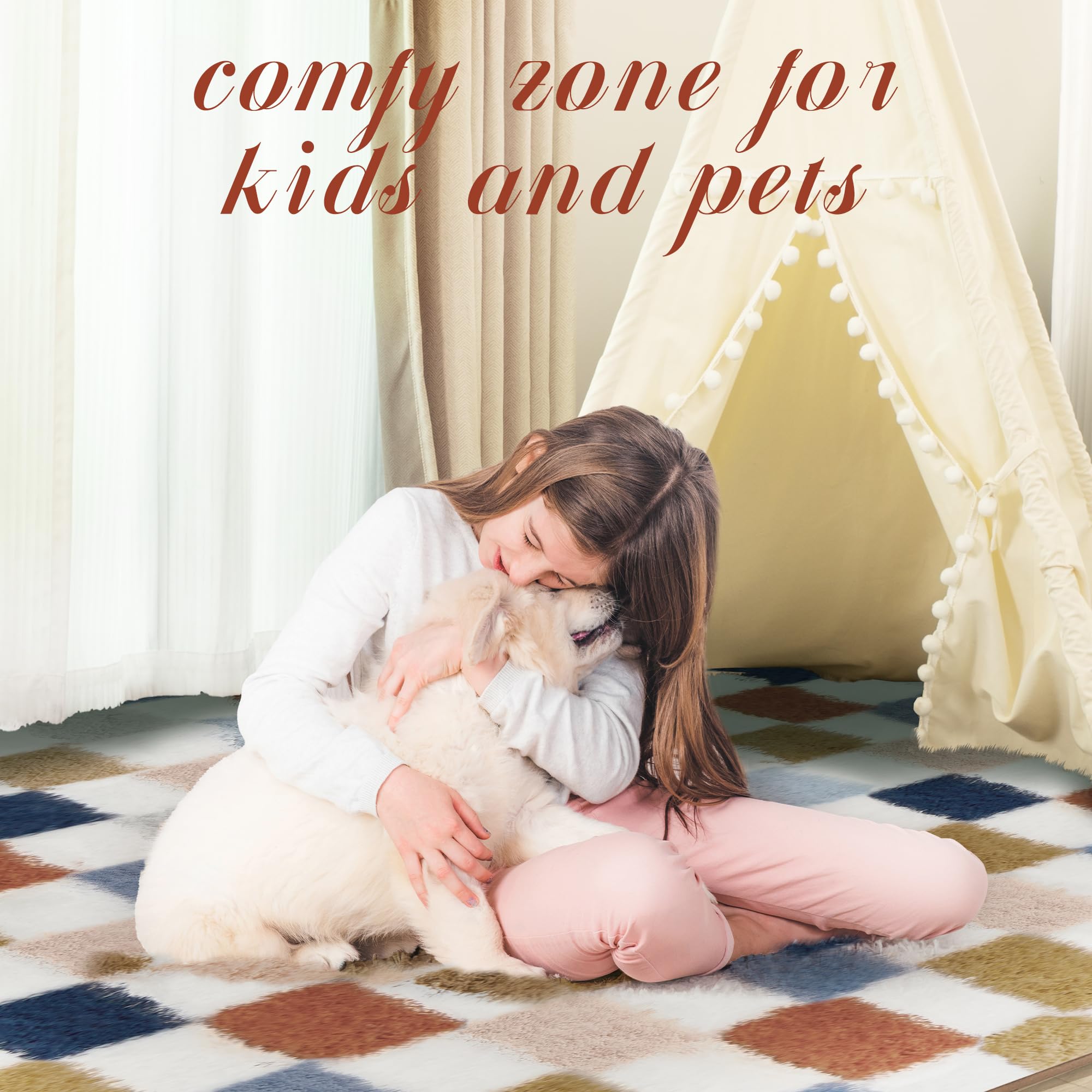 TOOHUB kid-friendly rug ideal beside beds and play areas