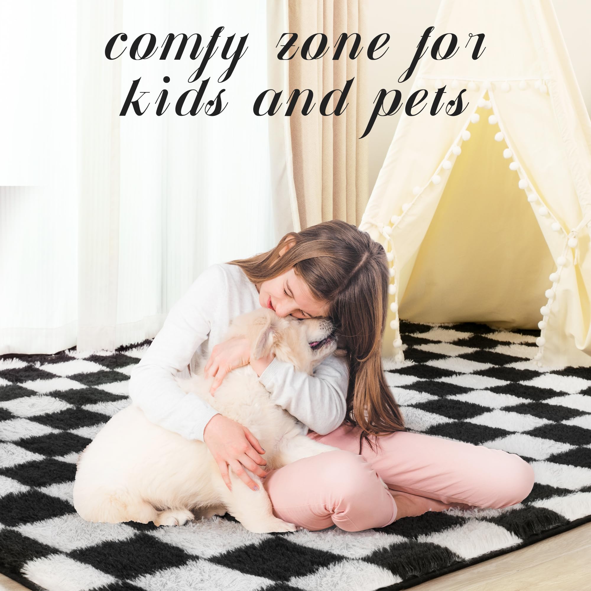 TOOHUB memory foam cotton pile rug adds soft support on the floor
