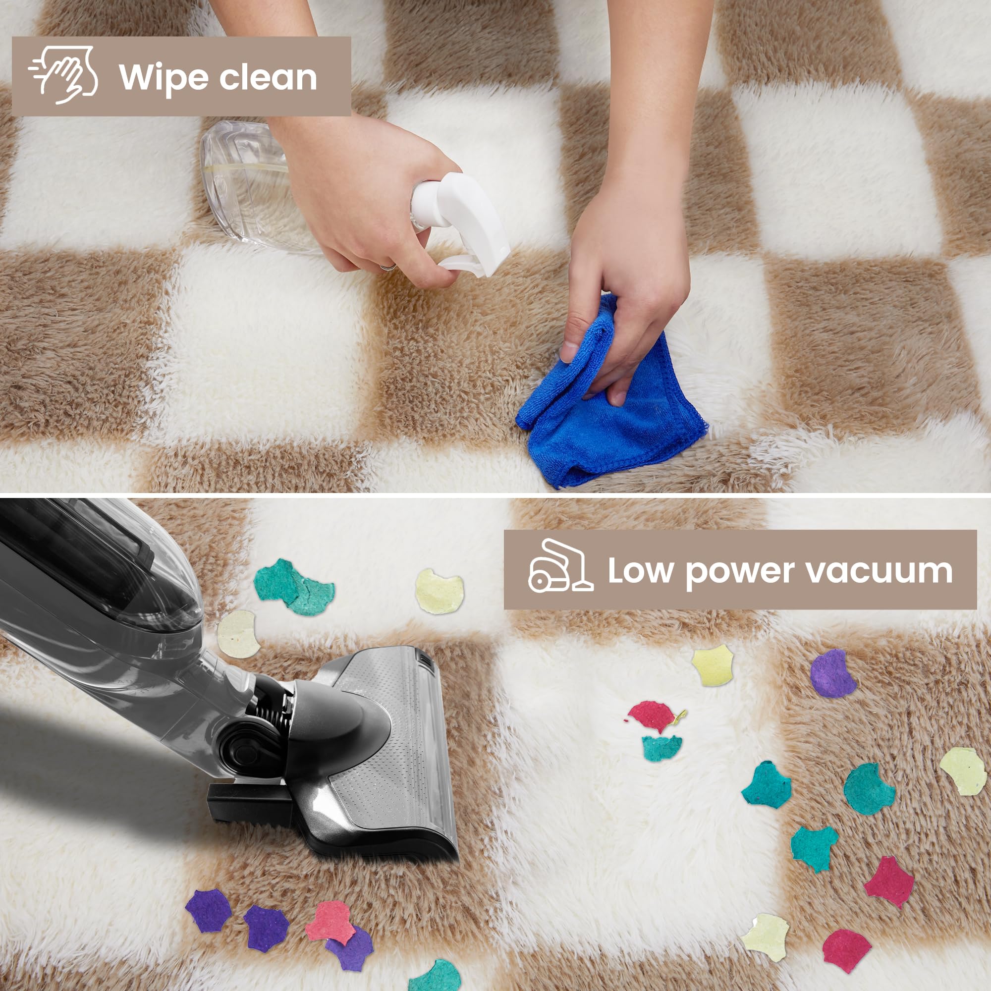TOOHUB non-slip back detail keeps the rug in place on hard floors.