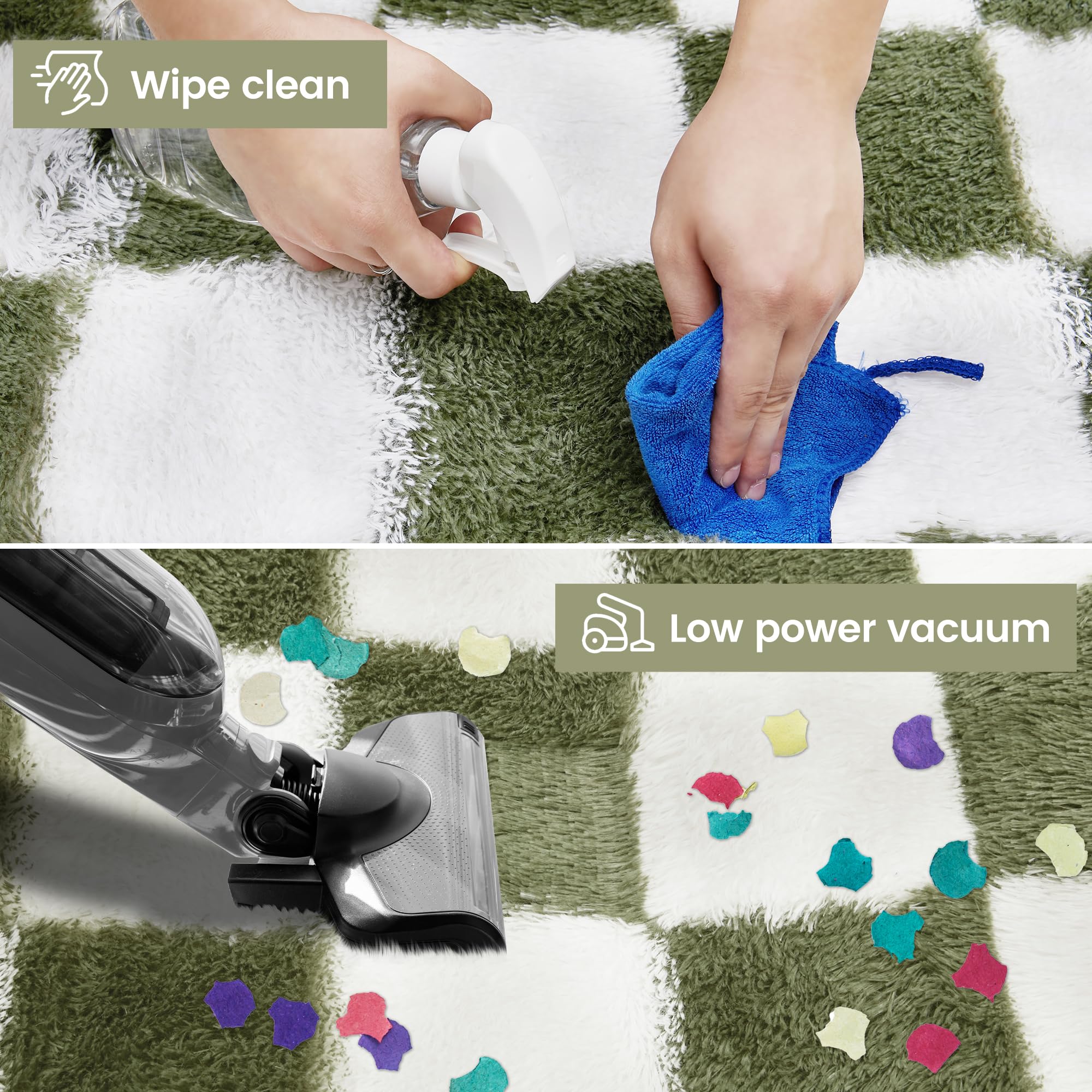 TOOHUB rug with non-slip backing and rubber dots on the underside