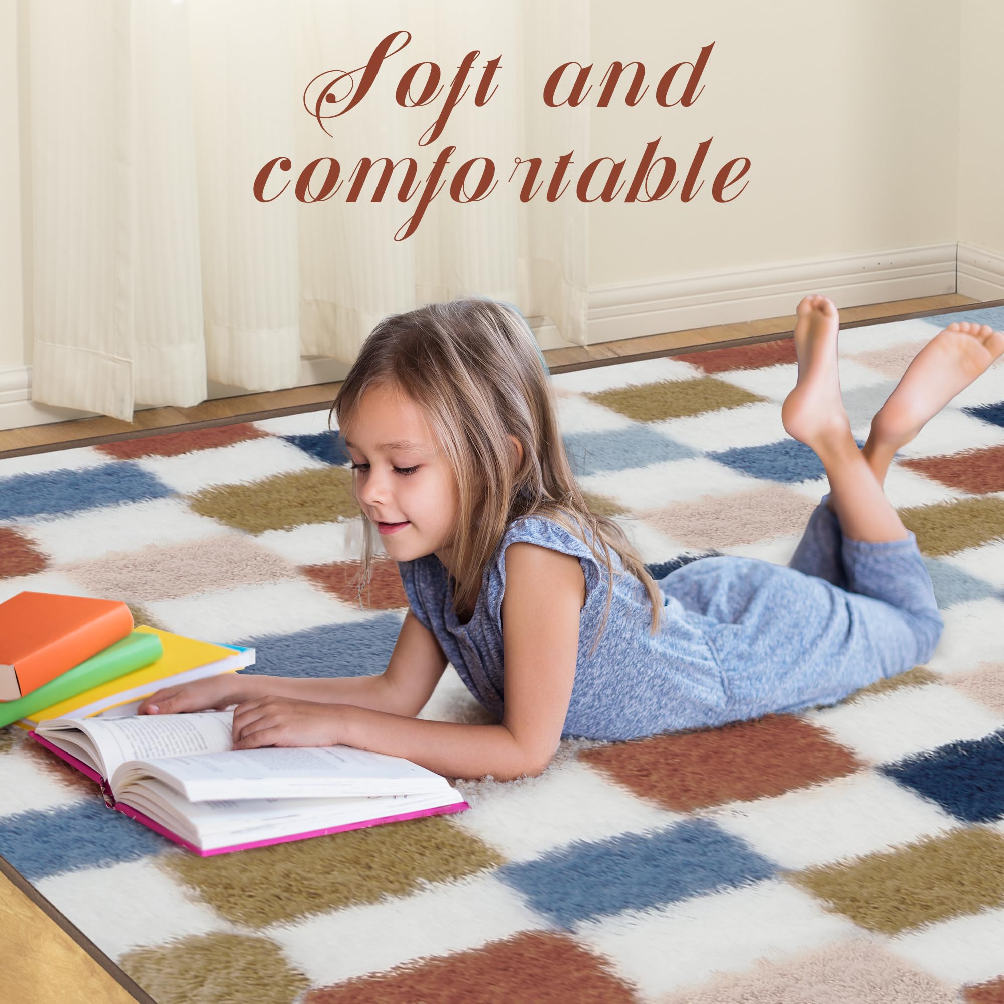 TOOHUB non-slip backing with rubber dots helps keep rug in place