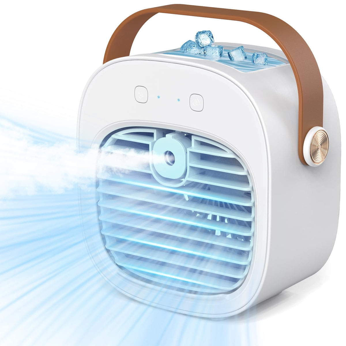 TOOKEBEEGO portable air conditioner front view for compact personal cooling at the desk