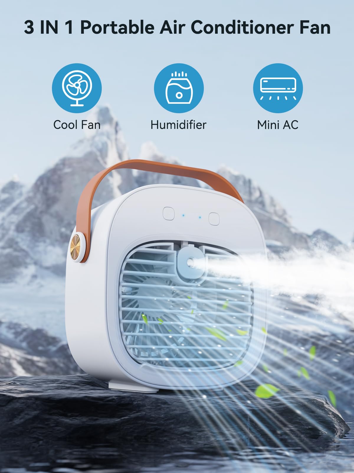 TOOKEBEEGO portable air conditioner side view shows slim design for easy portability