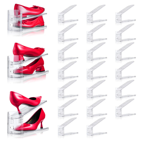 TOOKNIN 20-pack shoe slots organizer demonstrates space-saving closet setup.