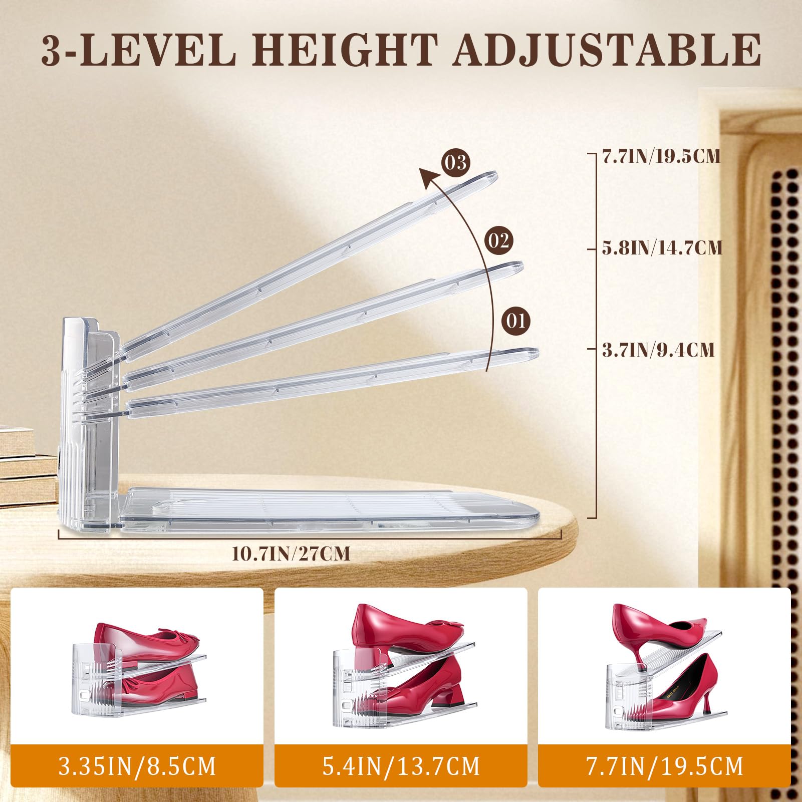 TOOKNIN detachable shoe slots design offers compact storage when not in use.