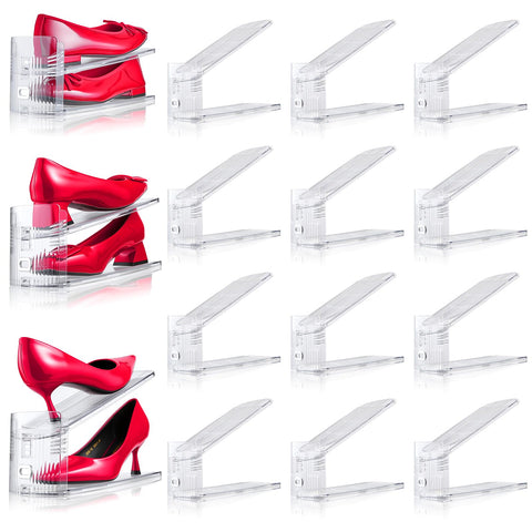 TOOKNIN transparent double-layer shoe rack showcases stacked storage with clear visibility.