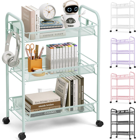 TOOLF 3-tier cart frame for durable metal storage on wheels