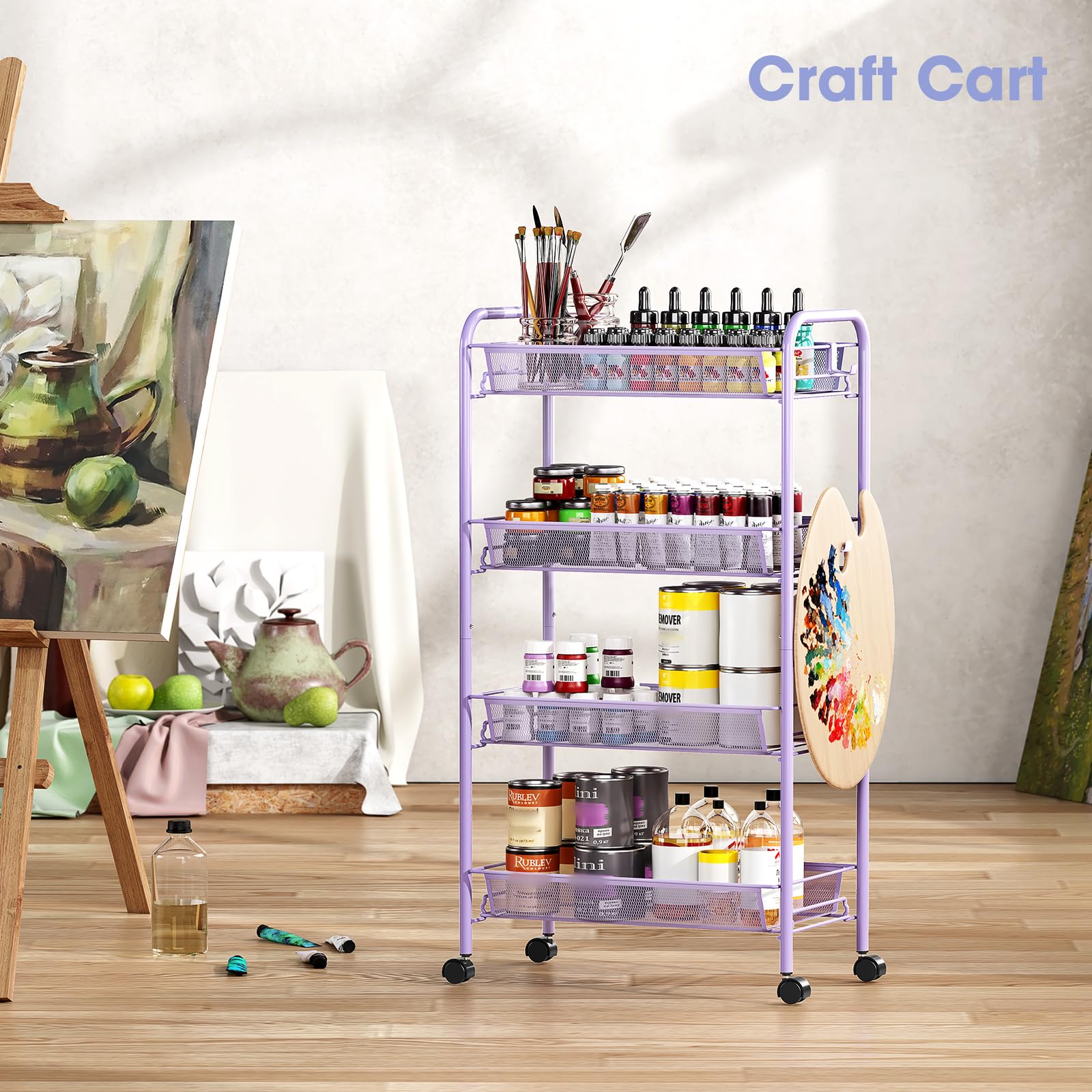 TOOLF 4-Tier Rolling Cart on wheels delivers smooth mobility for busy spaces.