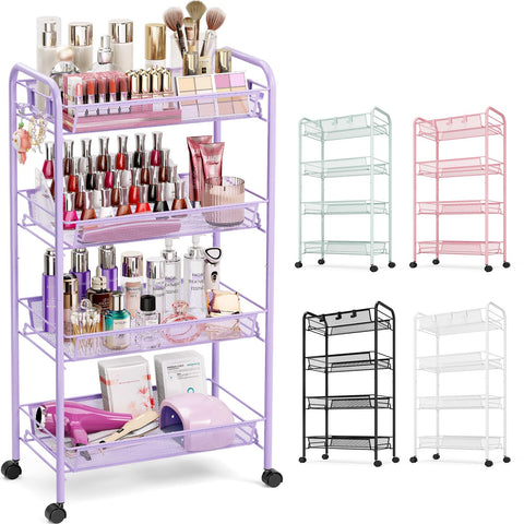 TOOLF 4-Tier Rolling Cart top view for versatile on-wheels storage.