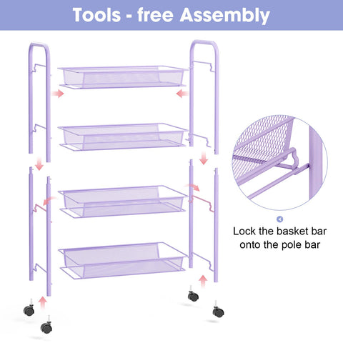 TOOLF 4-Tier Rolling Cart workshop use enables organized tools and supplies.