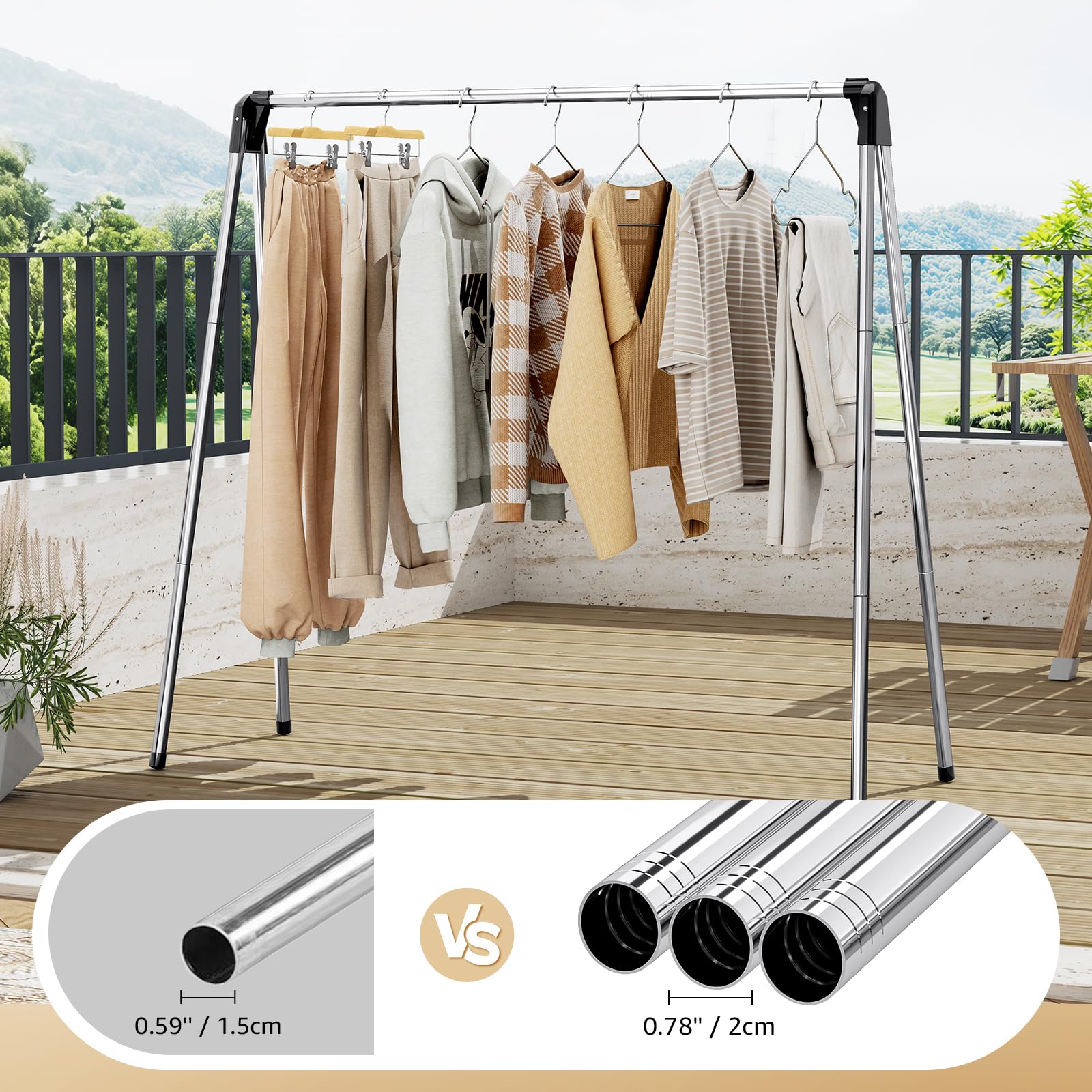 TOOLF stainless steel frame highlights durability and rust resistance for long lasting use.