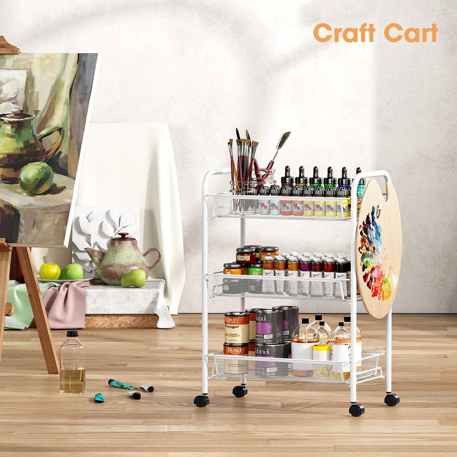 TOOLF compact kitchen and bathroom cart fits tight spaces while organizing.