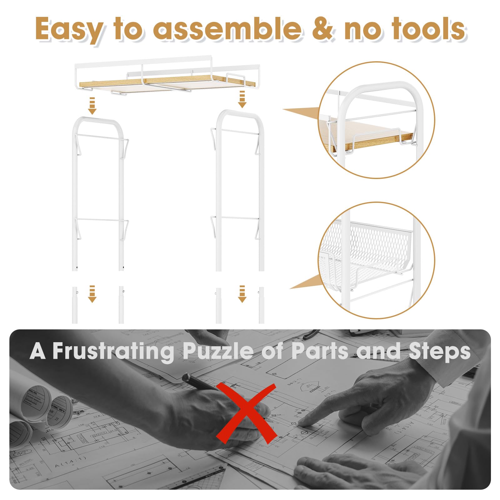 TOOLF dorm/office organization cart, portable storage for small spaces.