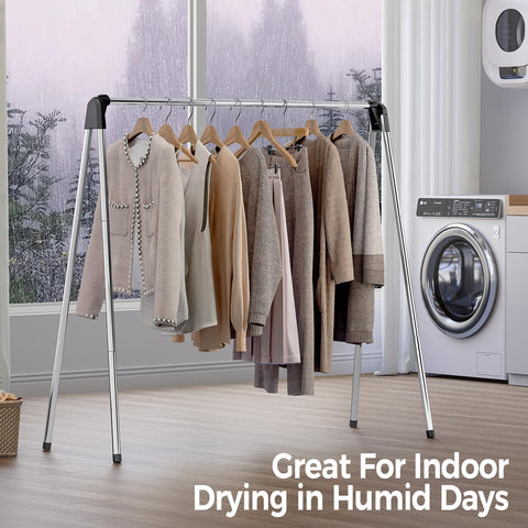 TOOLF free-standing clothes rack stands securely without walls