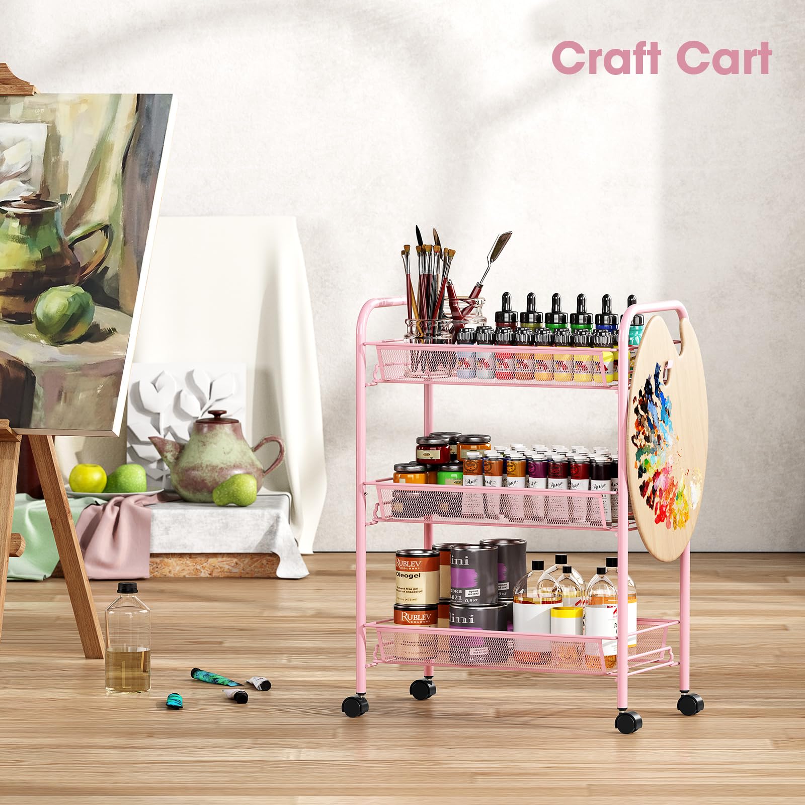 TOOLF durable pink cart resists rust and keeps shape under daily use.