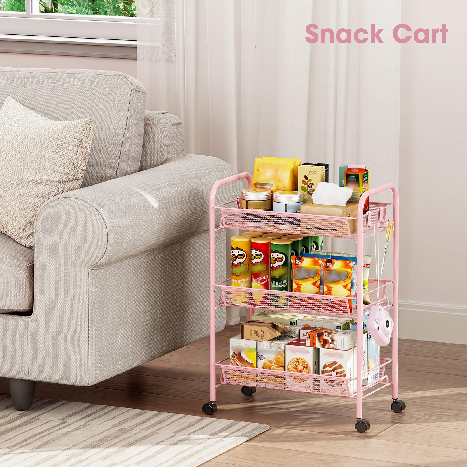 TOOLF versatile organizer works as makeup cart, office station, or nursery cart.