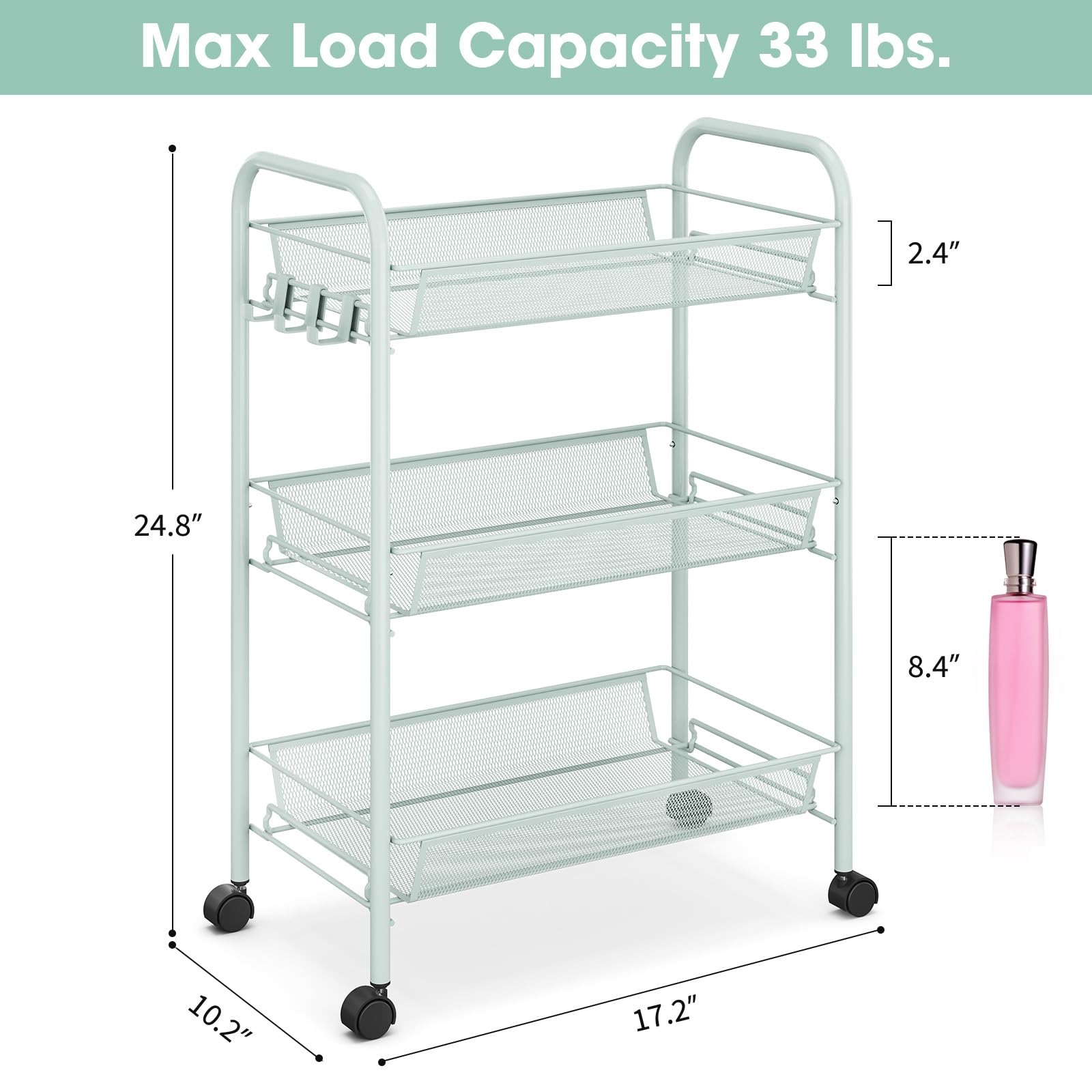 TOOLF kitchen storage cart suits pantry organization