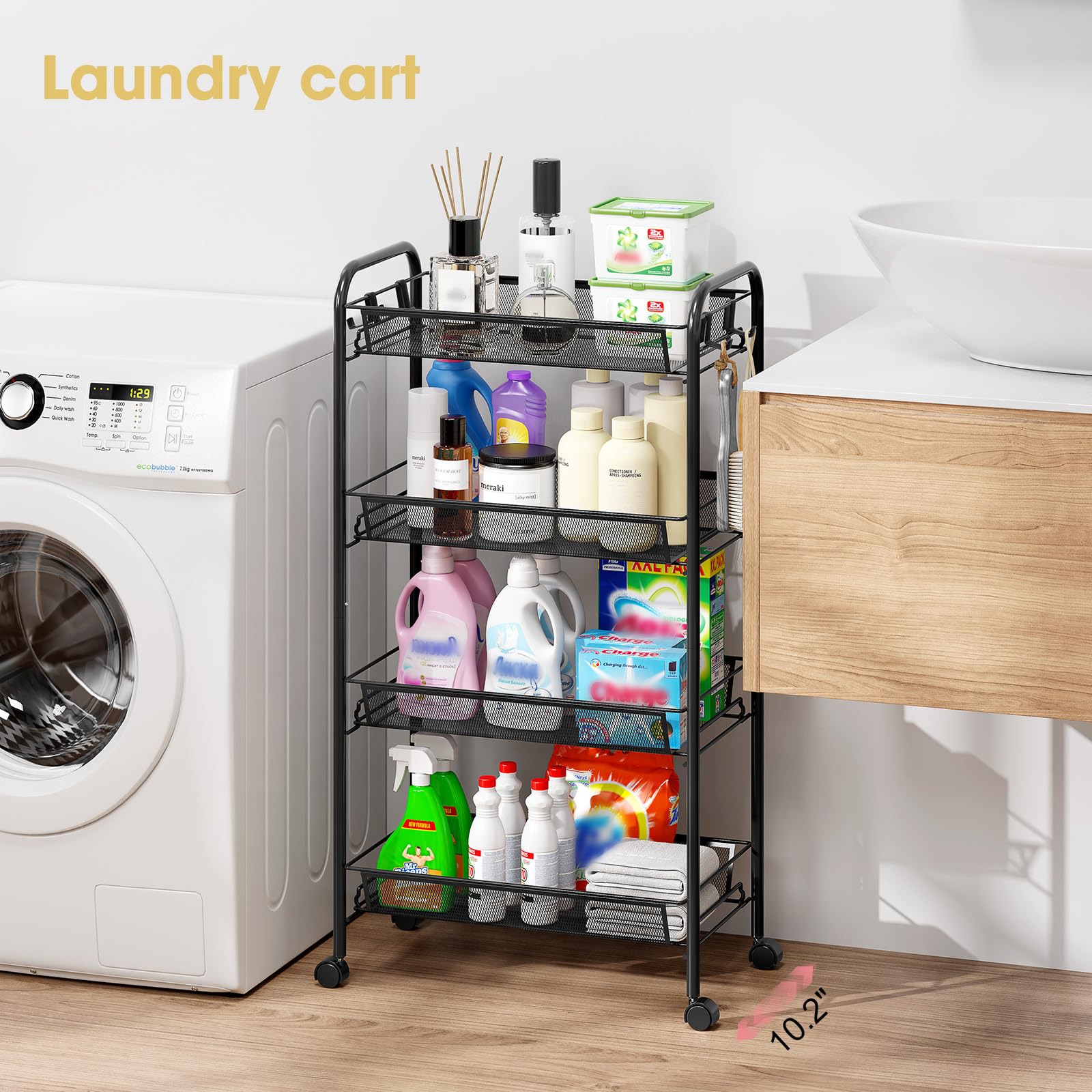 TOOLF cart in kitchen demonstrates versatile organization and accessibility