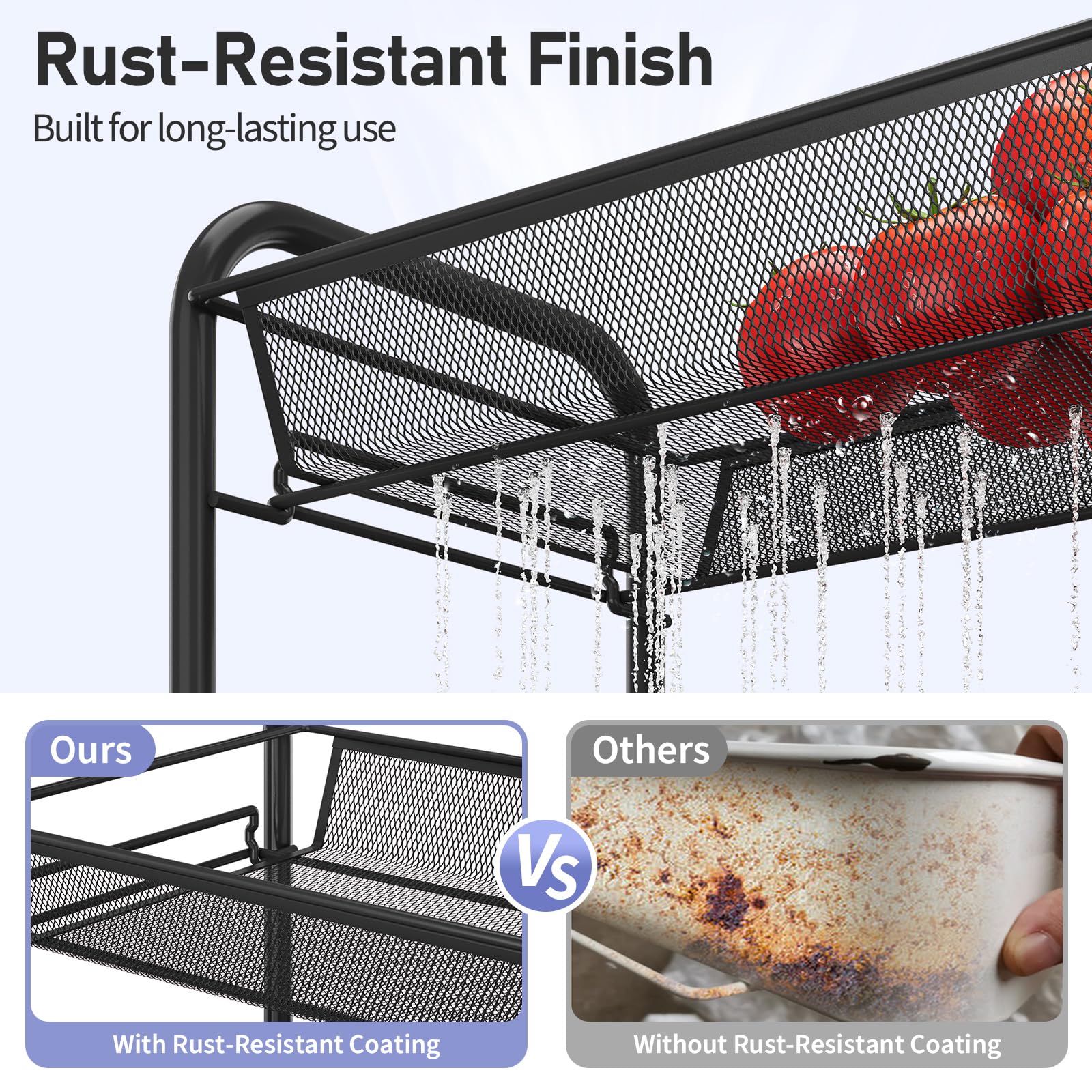 TOOLF breathable mesh basket drains moisture for easy cleanup
