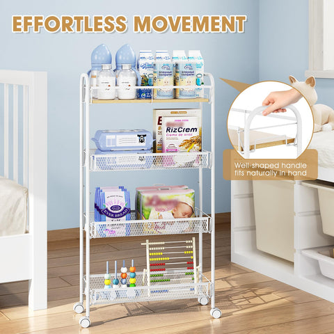TOOLF Rolling Cart with 360-degree wheels enables easy maneuverability in tight spaces.