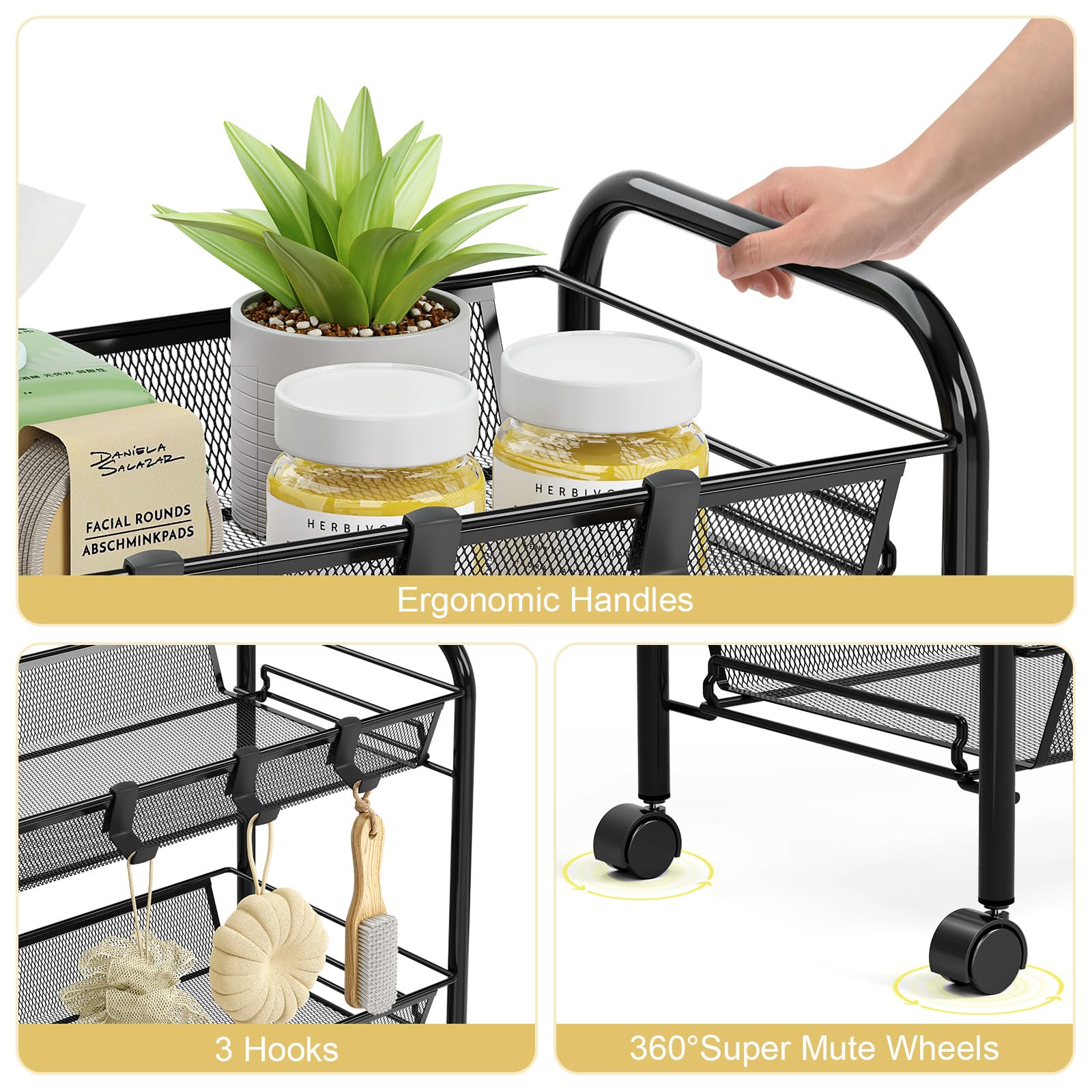 TOOLF cart with U-shaped handle, easy maneuvering when loaded.