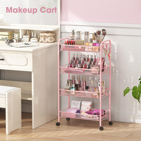 TOOLF utility cart with side hooks for extra hanging storage