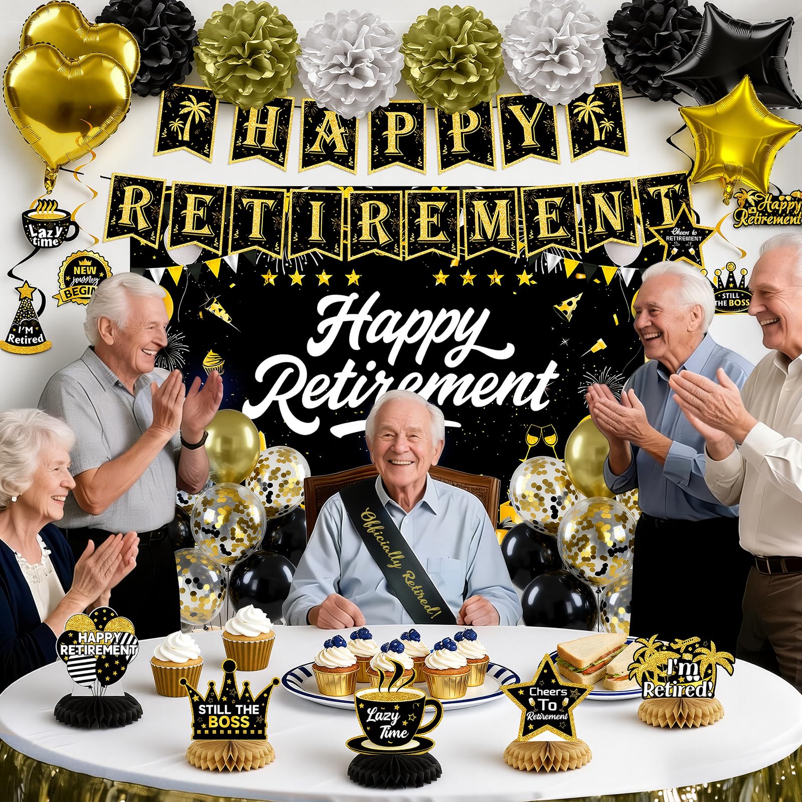 Toosci foil balloons in gold and black shimmer for photos.