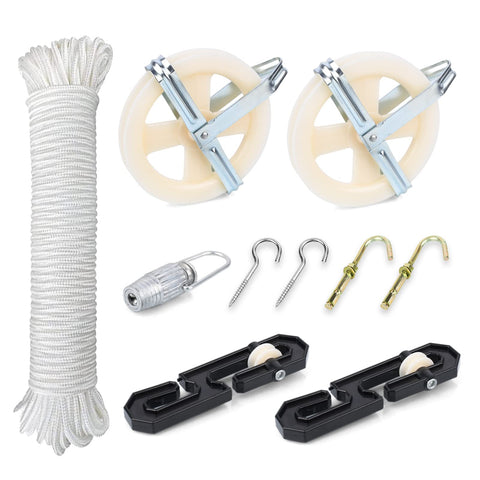 TooTaci outdoor clothesline kit with pulleys enables quiet backyard drying.