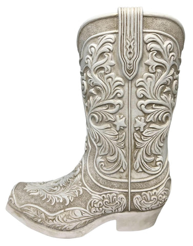 Top Brass Cowgirl Boot Flower Vase adds rustic charm to shelves, tables, and entryways.