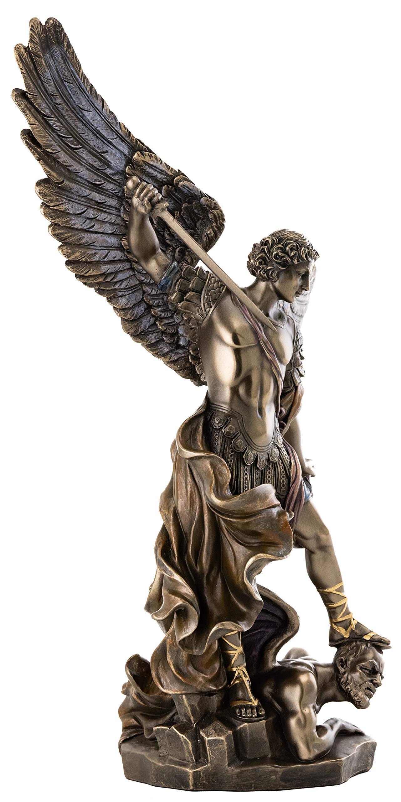 Top Collection Archangel Michael on demon, inspired by classical art for liturgical decor.