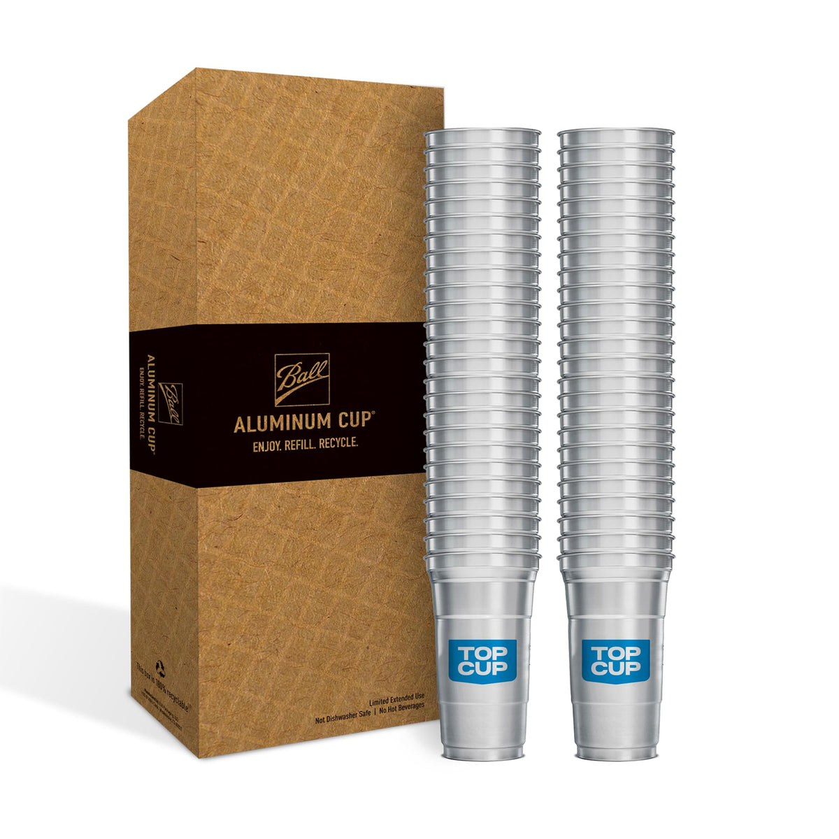 Top Cup 12oz aluminum cups designed to keep beverages cold longer for outdoor events.