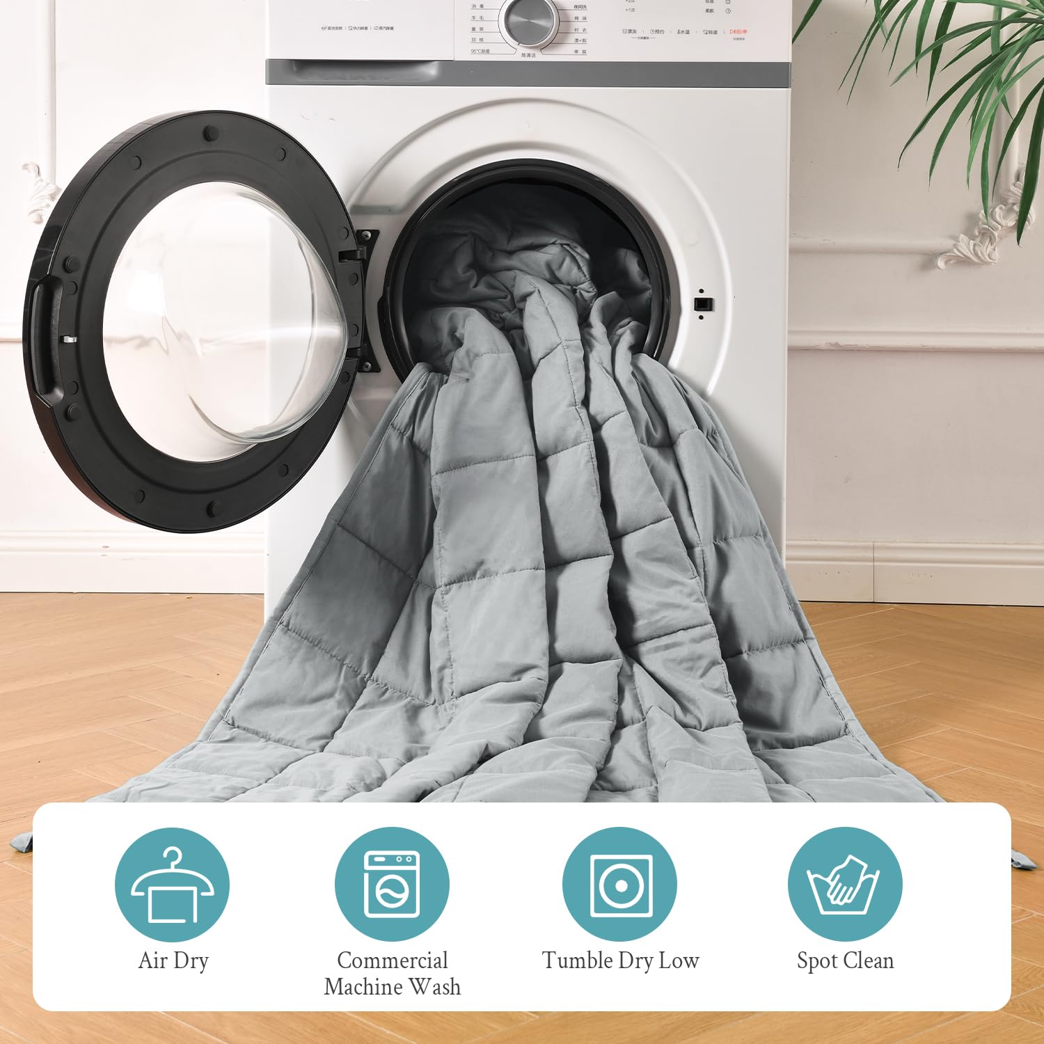 Topblan grey weighted blanket adds modern style to bedrooms.