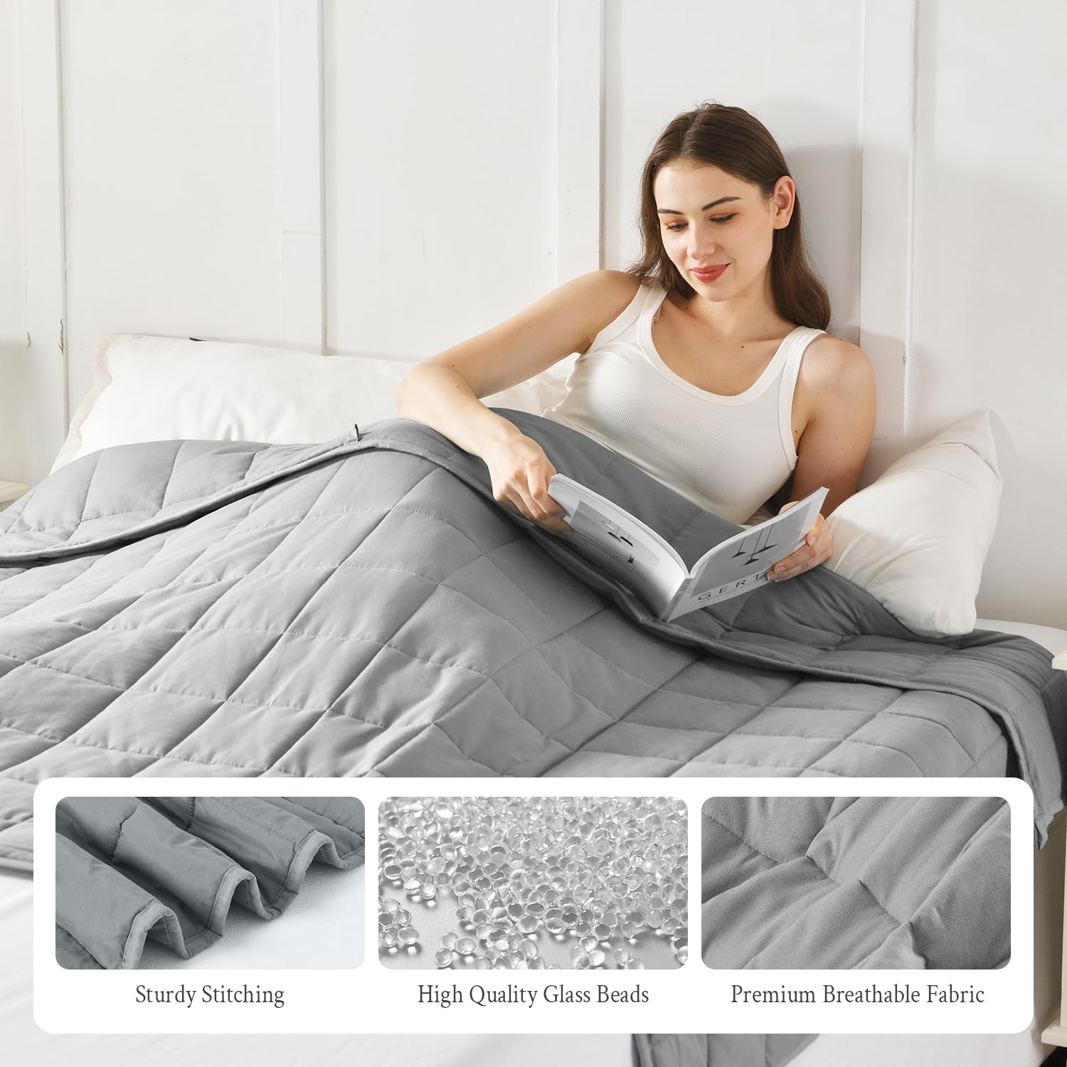 Topblan twin size 48x72 blanket shown on bed for scale.