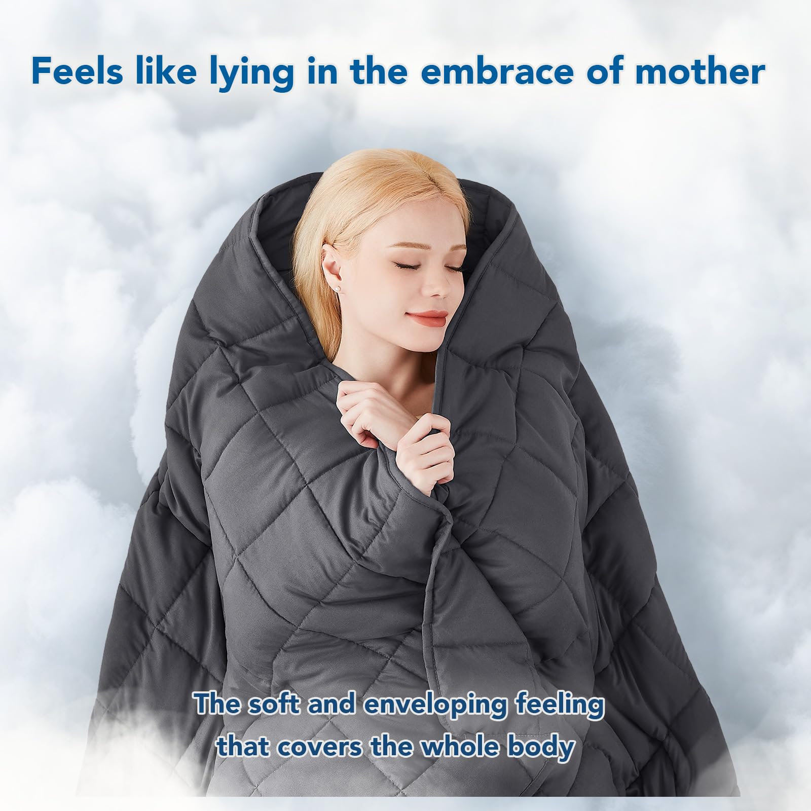 Topcee weighted blanket breathable polyester fabric for all-season comfort.