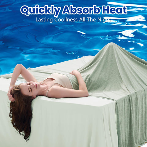 Topcee cooling blanket double-sided fabric closeup highlighting lasting coolness and breathability.