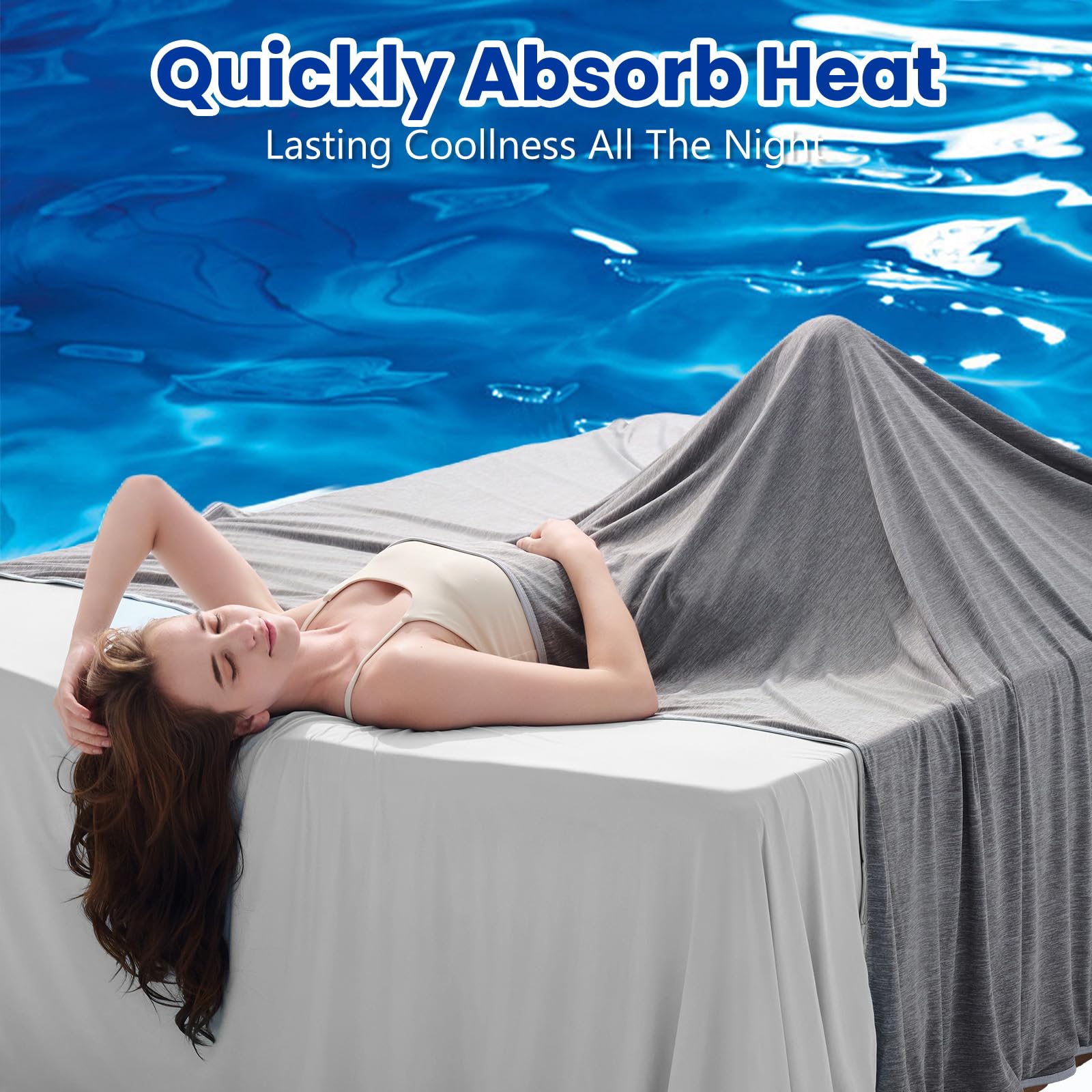 Topcee cooling blanket fabric weave close-up highlights 400TC durability.