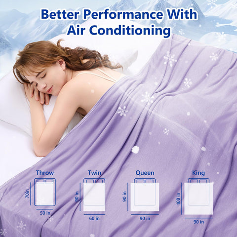 Topcee cooling blanket in bed shows breathable, skin friendly fabric