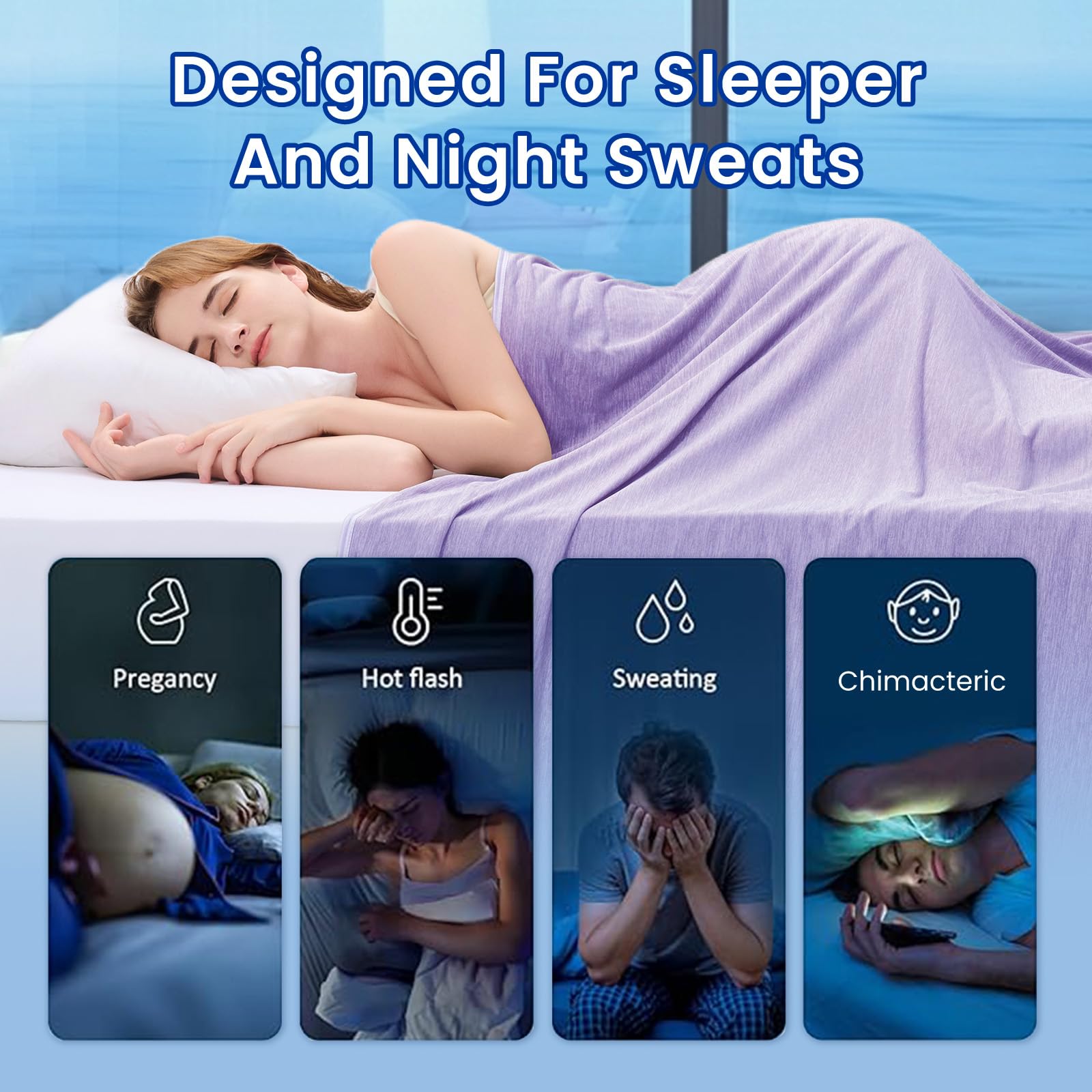 Topcee cooling blanket 50x70 in use on a cozy bed
