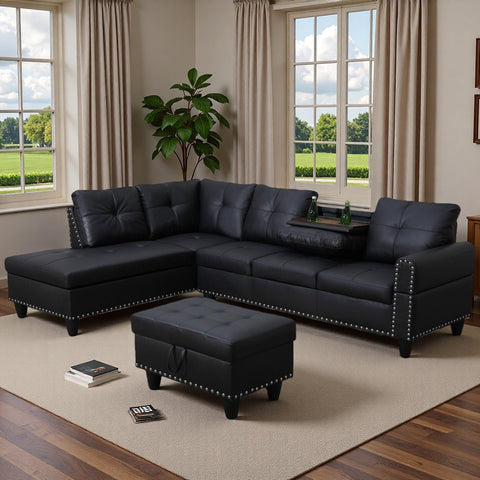 Topcomfy L-shaped couch set convertible coffee table option for versatile layouts.