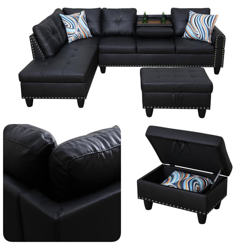 Topcomfy L-shaped couch set wood frame close-up highlighting durability.