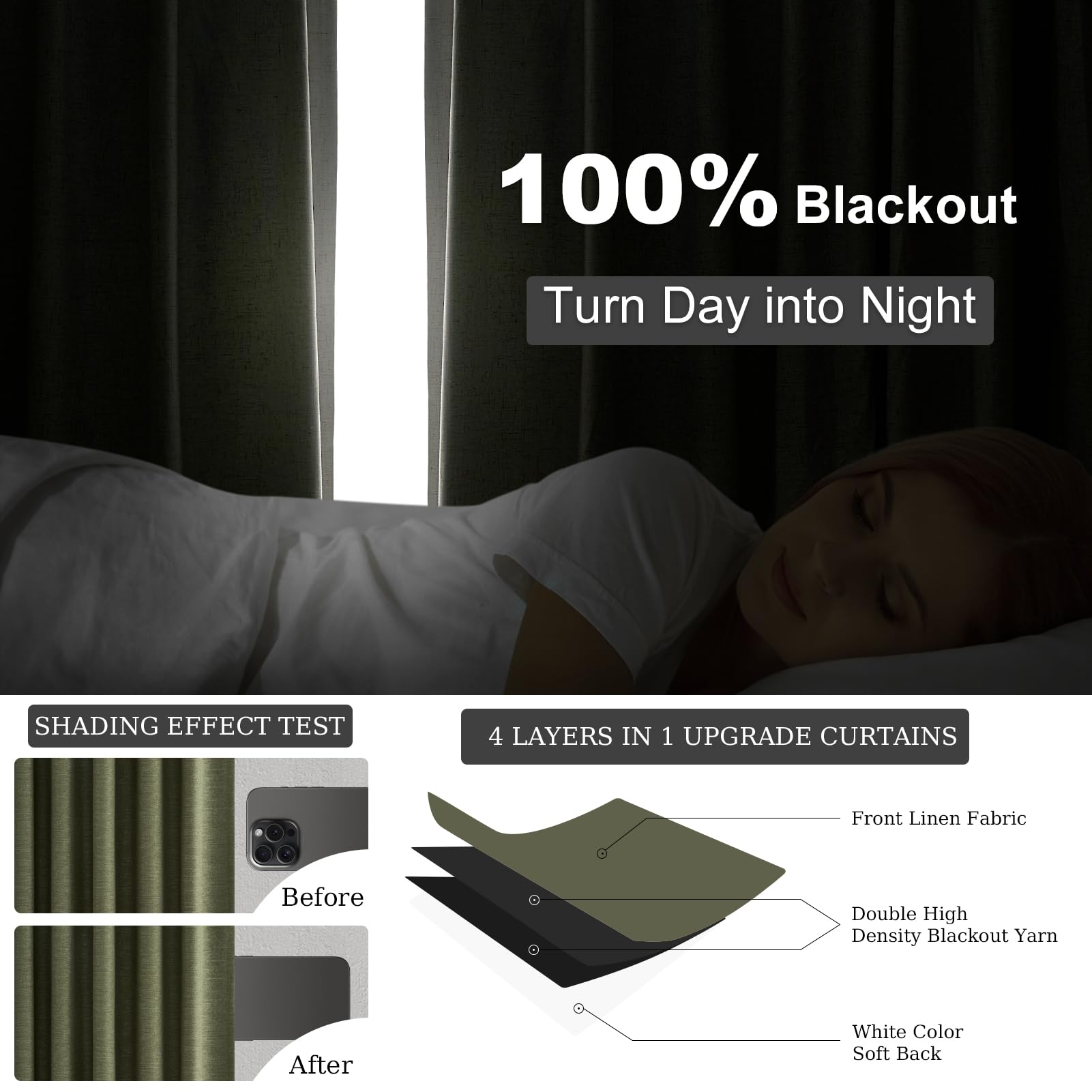 Topfinel bedroom privacy with full blackout and UV protection in dim morning light.