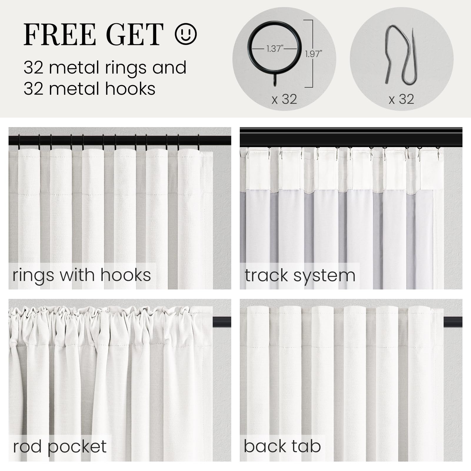 Topfinel four hanging options with back tabs track details for setup flexibility