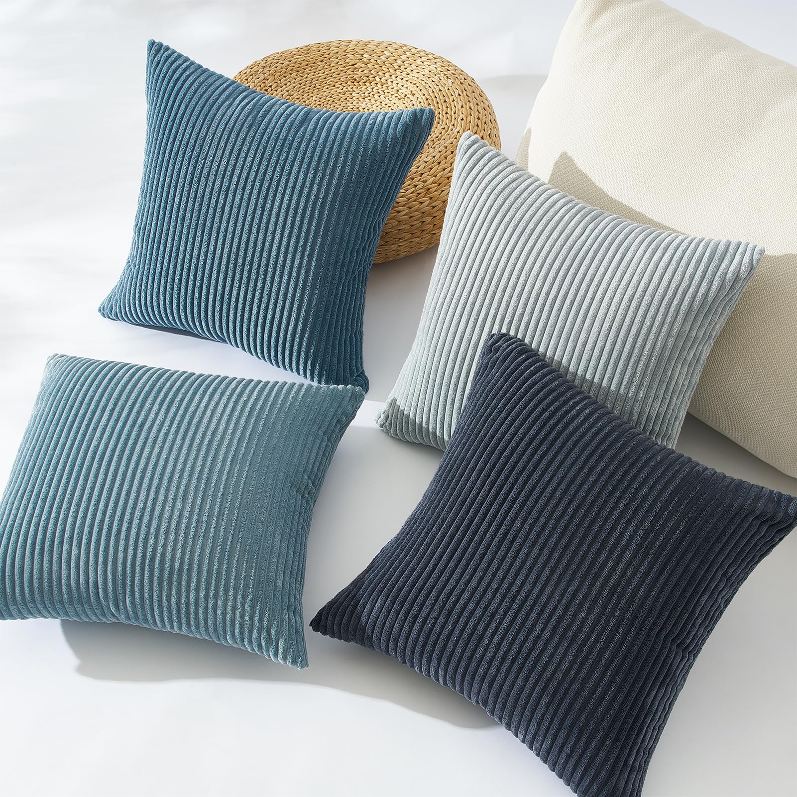 Topfinel gradient corduroy fabric pillow cover with soft texture and elegant color shift.