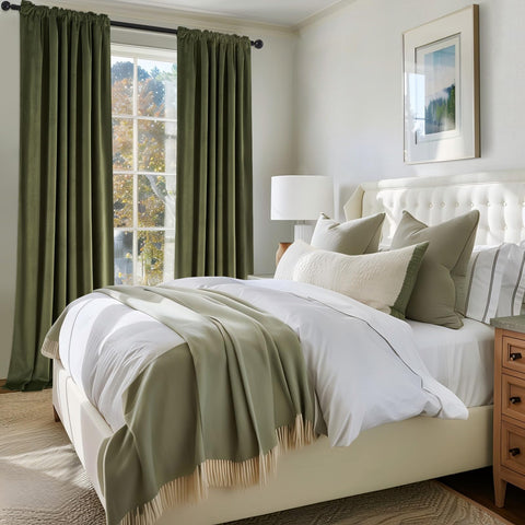 Topfinel olive green velvet curtain machine washable for everyday care