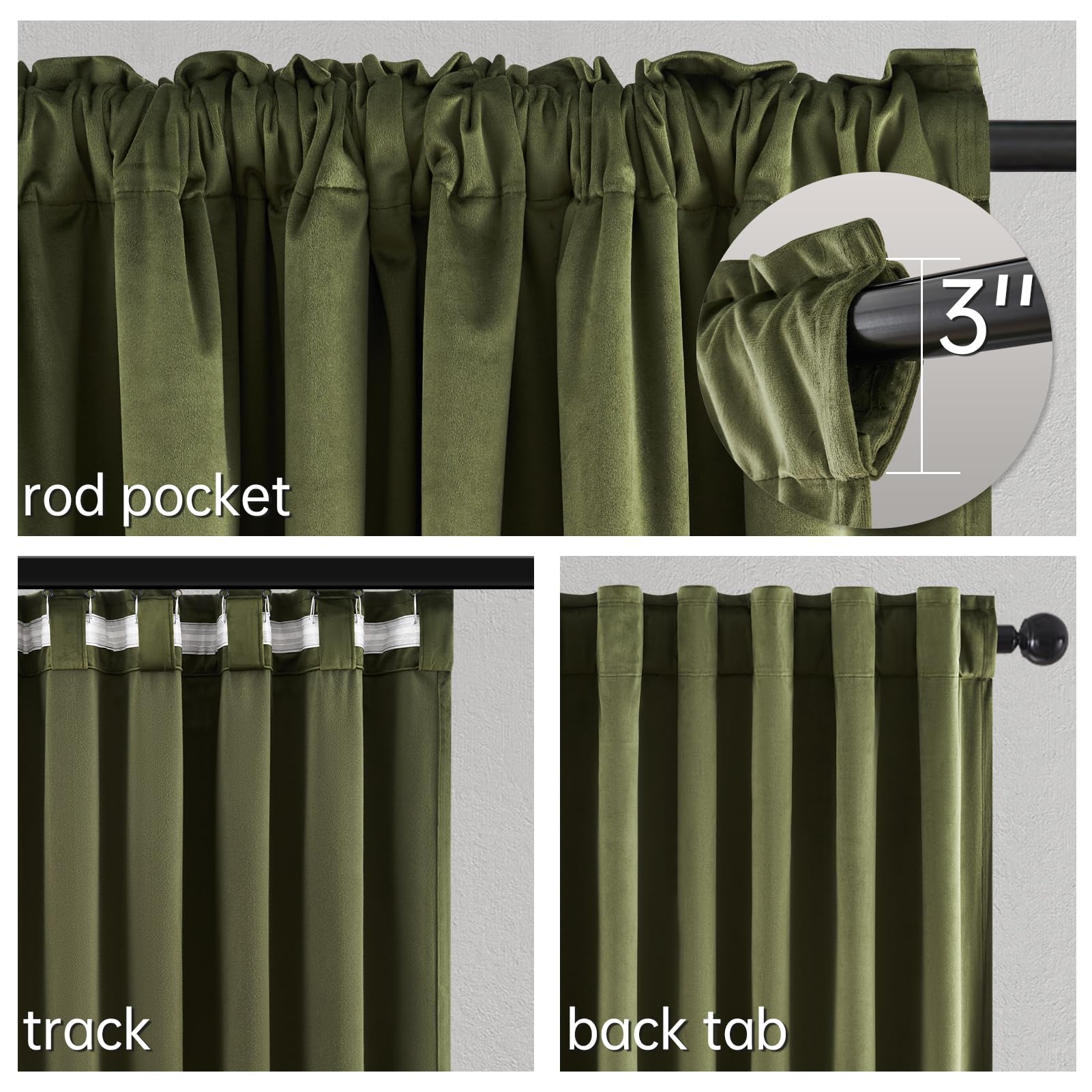 Topfinel olive green velvet curtain softly filters light for a warm glow