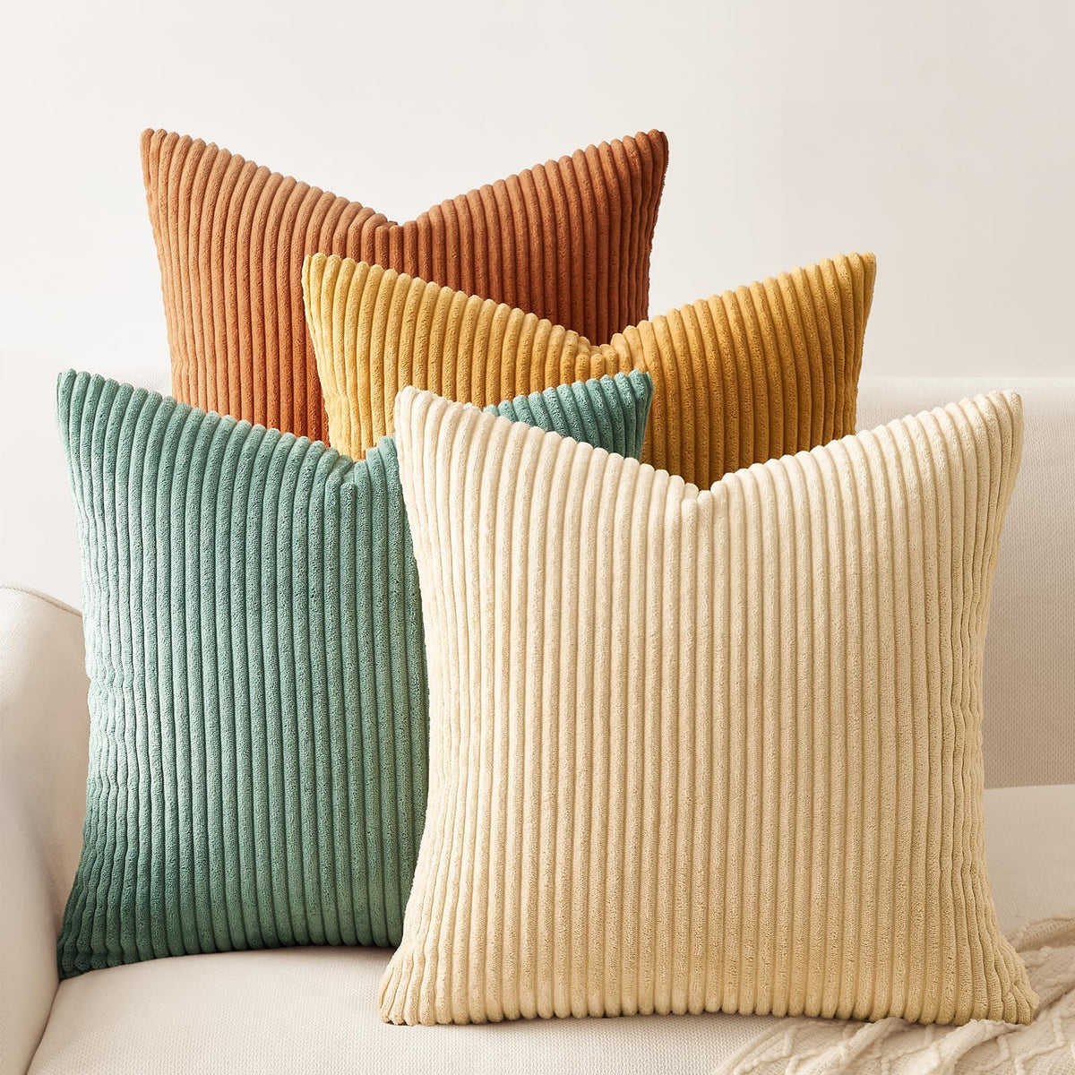 Topfinel orange-teal pillow covers, double-sided design, ideal for vibrant fall decor.