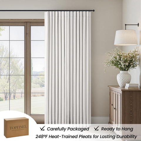 Topfinel pinch pleats arch elegantly for a refined room silhouette
