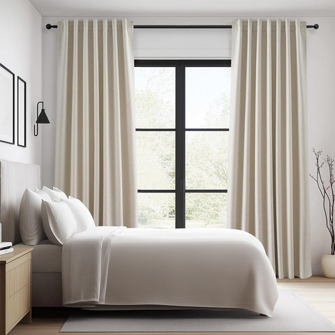 Topfinel living room setup with privacy-focused blackout curtains